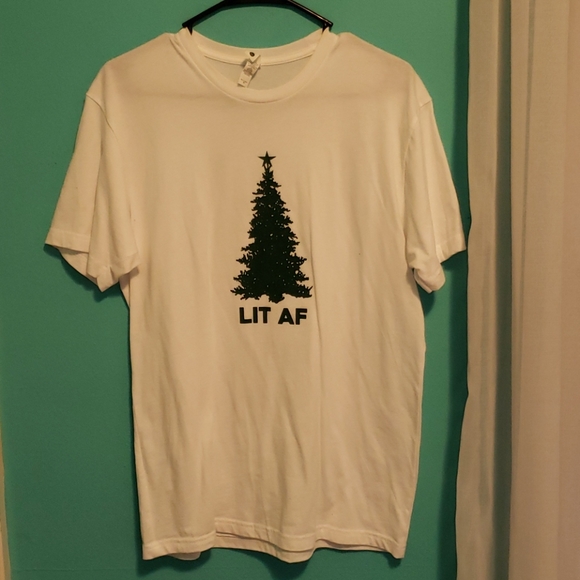 LIT AF Christmas Tree Tshirt meduim - Picture 3 of 5